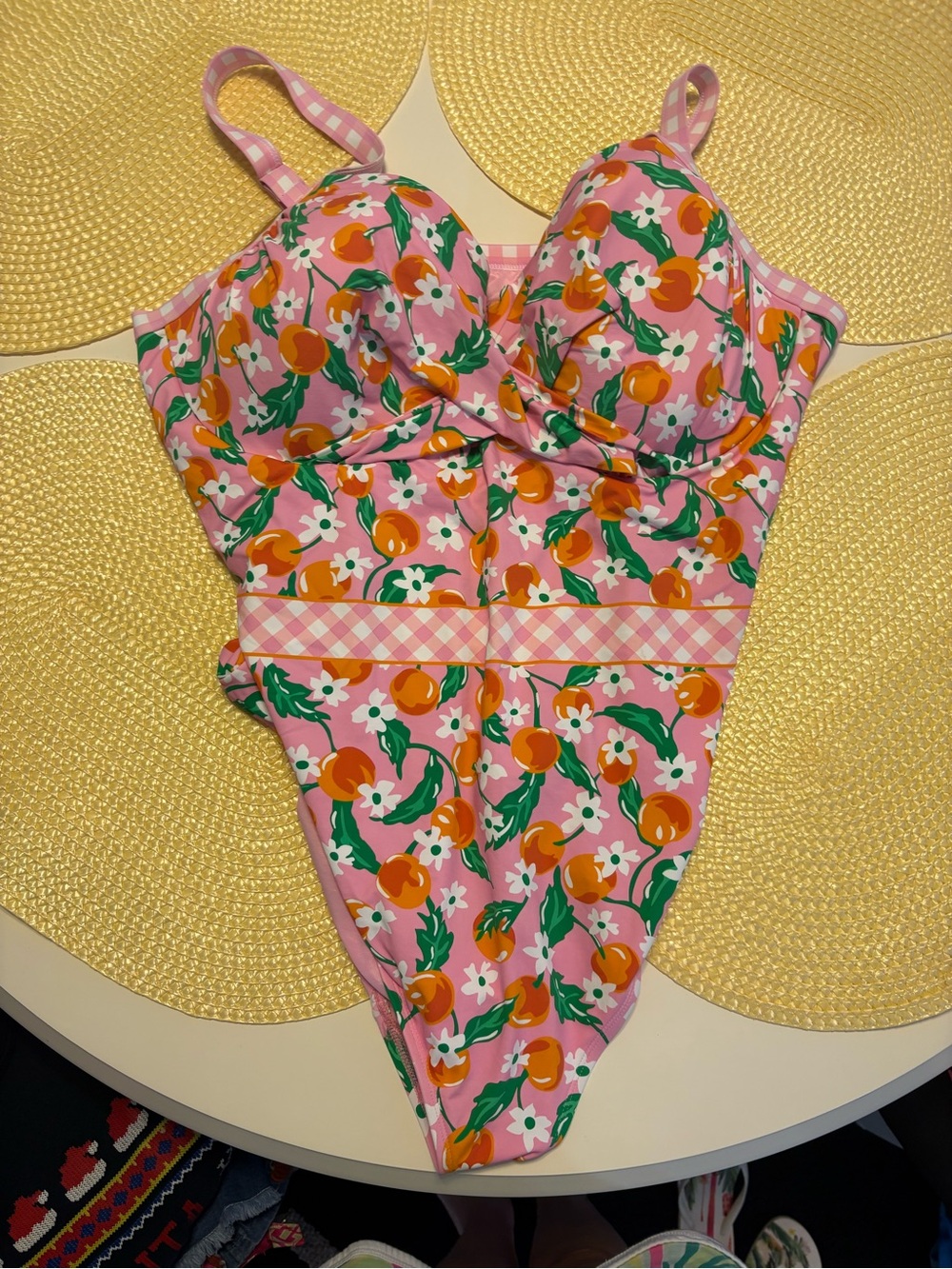 Draper James Pink Floral Fruit One-Piece Swimsuit